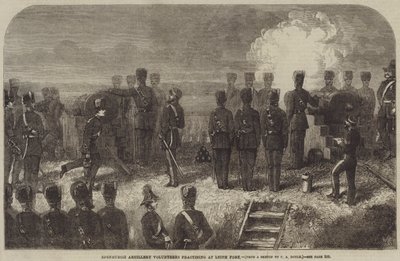 Voluntarios de Artillería de Edimburgo practicando en el Fuerte de Leith de Charles Altamont Doyle